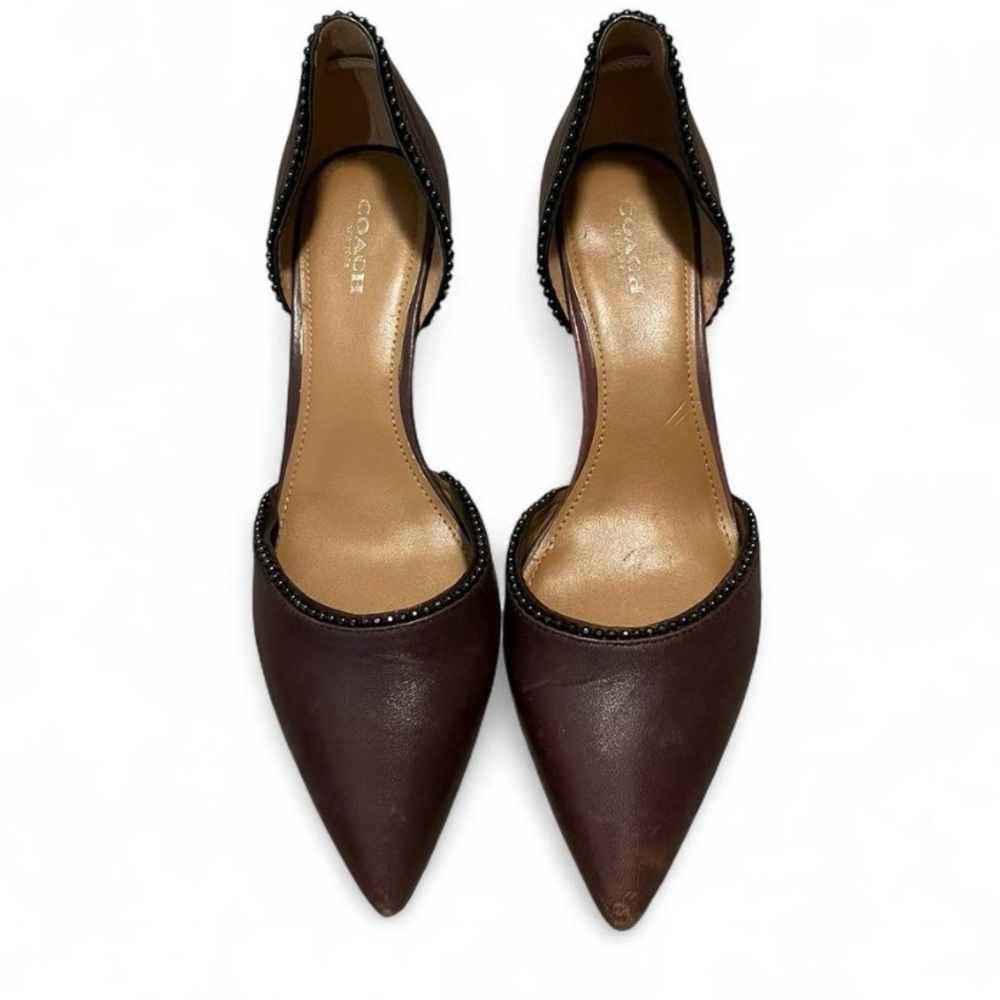 Coach Women's Dark Brown Pointed Kitten Heels